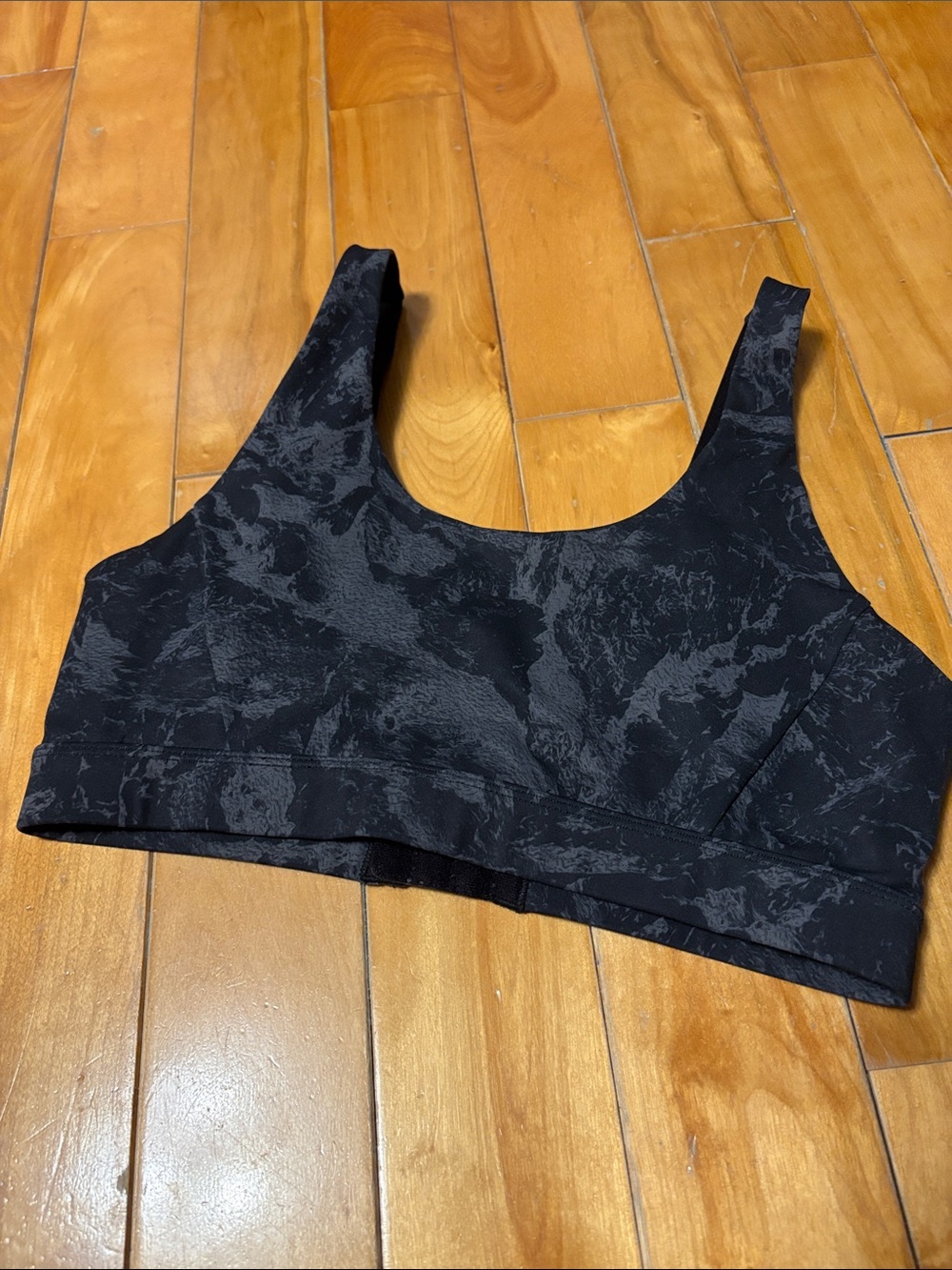Lole Black Marble-Print Scoop Sports Bra
